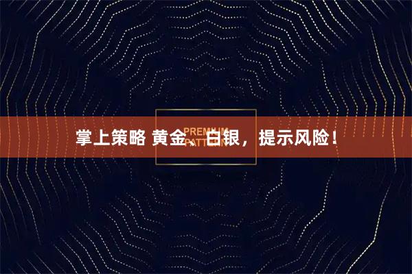 掌上策略 黄金、白银，提示风险！
