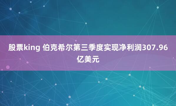 股票king 伯克希尔第三季度实现净利润307.96亿美元
