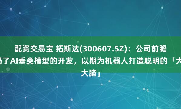 配资交易宝 拓斯达(300607.SZ)：公司前瞻布局了AI垂类模型的开发，以期为机器人打造聪明的「大脑」